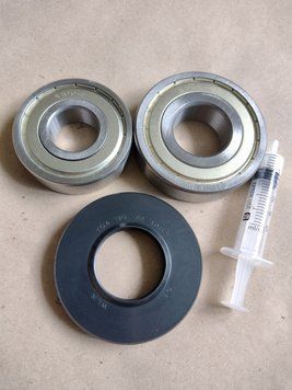 Для bosch , Siemens, Constructa Комплект підшипників CX 6305+6306 + сальник (35*72*10/12 mm/мм) +мастило для пральної машини 12073 фото