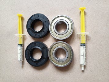 Для Hisense Комплект підшипників SKF 6204+6204 + сальники 25*50,75*10/12 мм - 2шт + мастило для пральної машини 13659 фото
