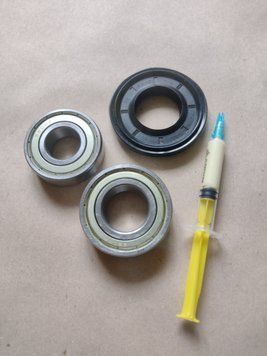 Для Ariston/Indesit Комплект подшипников CX 6204+6204 + сальник 34*52/65*7/10.5 мм + смазка для стиральной машины 13532 фото